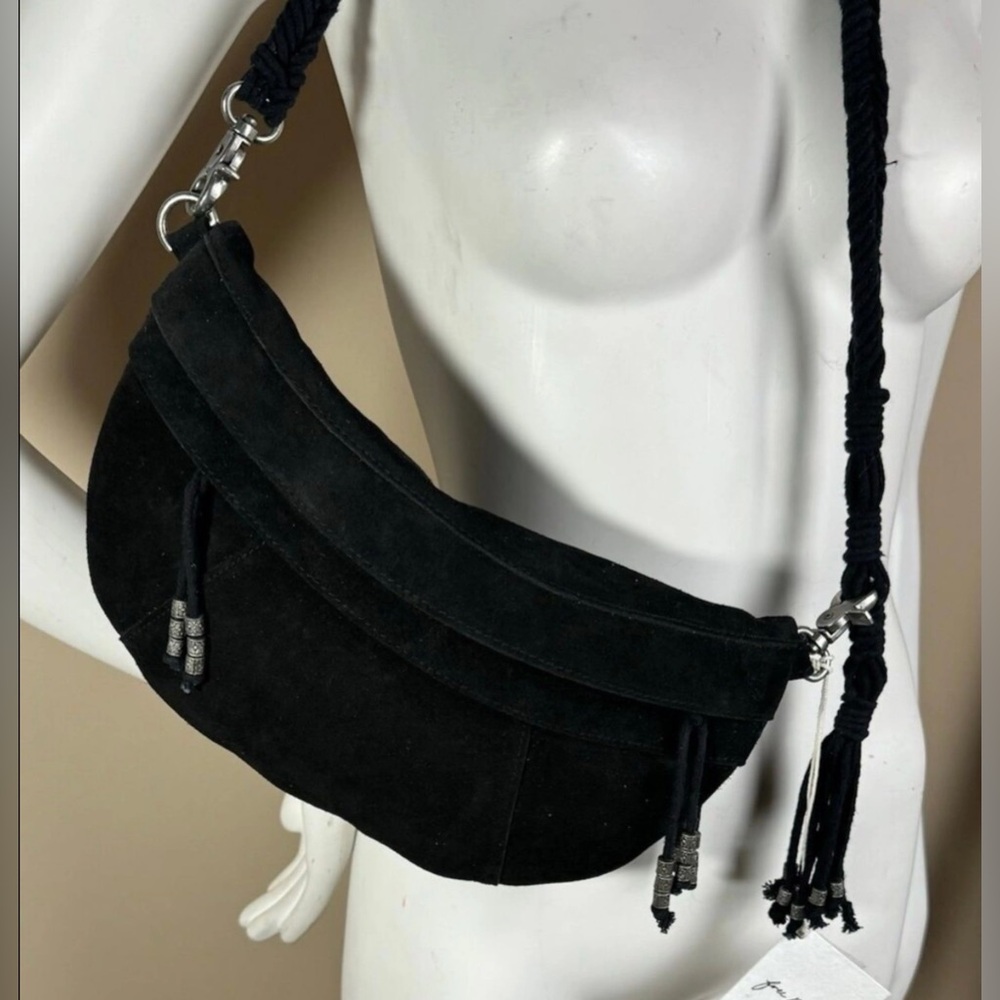 @sheilabc FREE PEOPLE Sweet Talker Suede Sling Bag Black $88 Retail NWT
